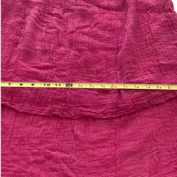 VTG Handmade Crinkled cotton Layered MIDI Shift Dress  Drk Pink - Picture 9 of 14